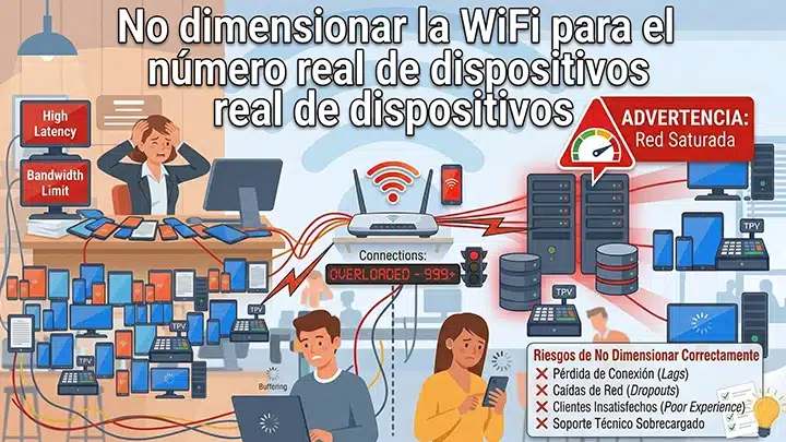 No dimensionar la WiFi para el número real de dispositivos No dimensionar la WiFi para el numero real de dispositivos