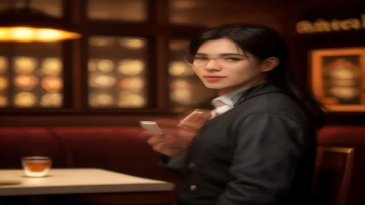 Camarero mostrando un código QR de reseñas en la mesa de un restaurante