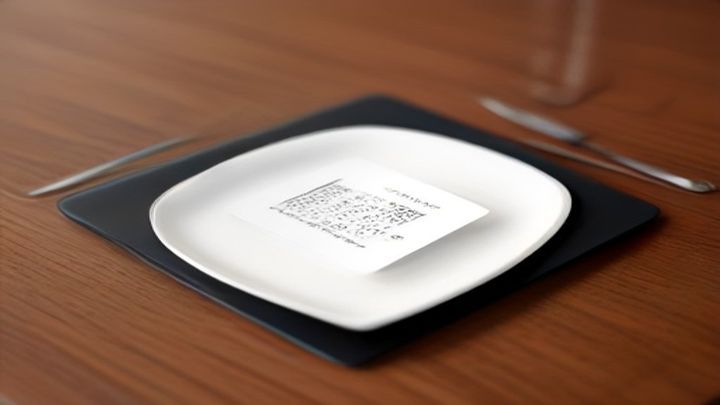 Código QR en la mesa de un restaurante para dejar reseñas en Google